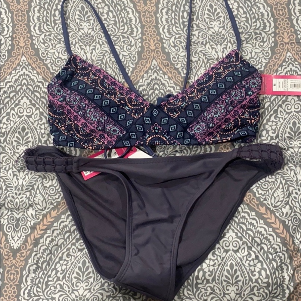Blue tribal pattern bathing suit set